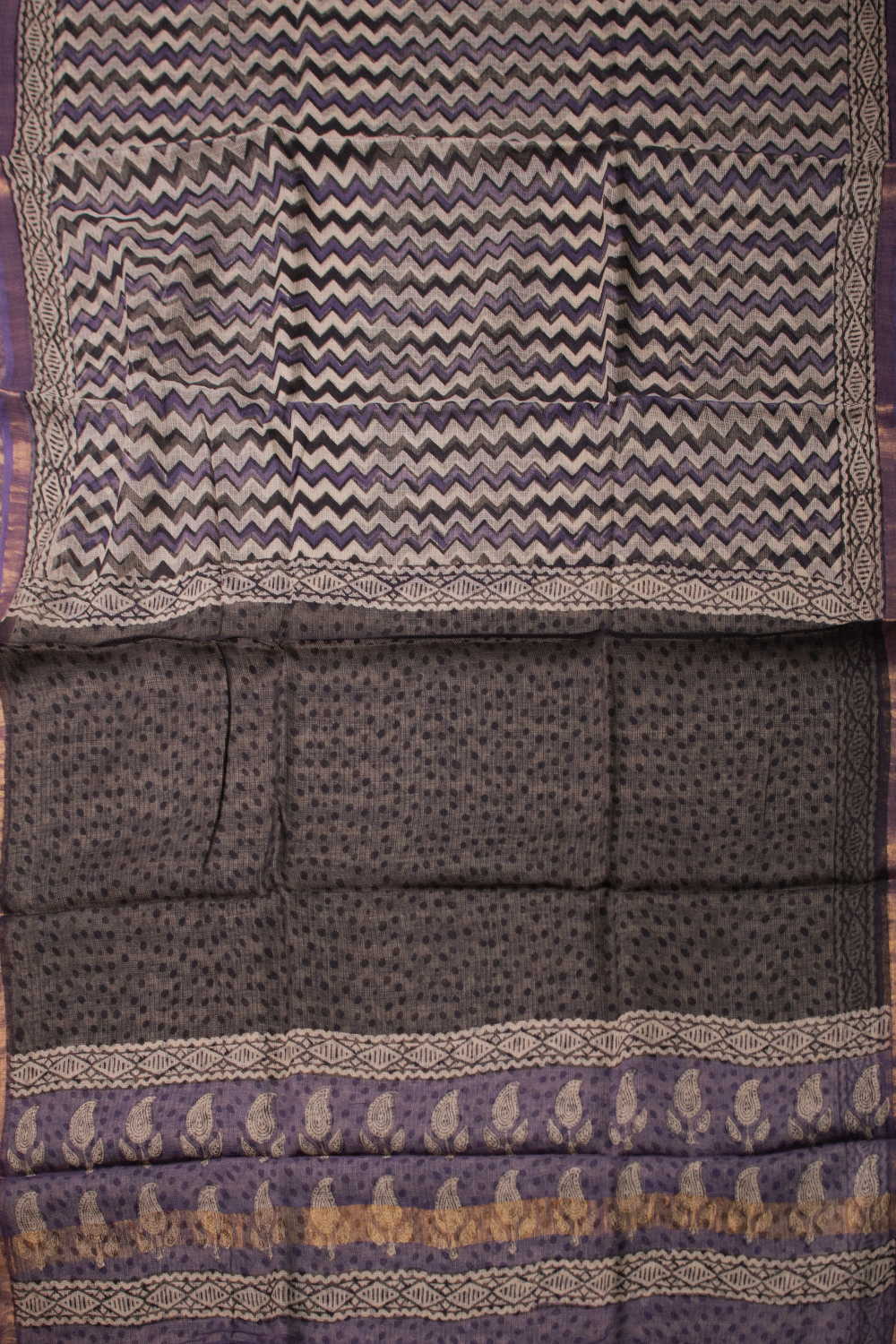 Mini Chevron Block Printed Kota Cotton saree - Image 2