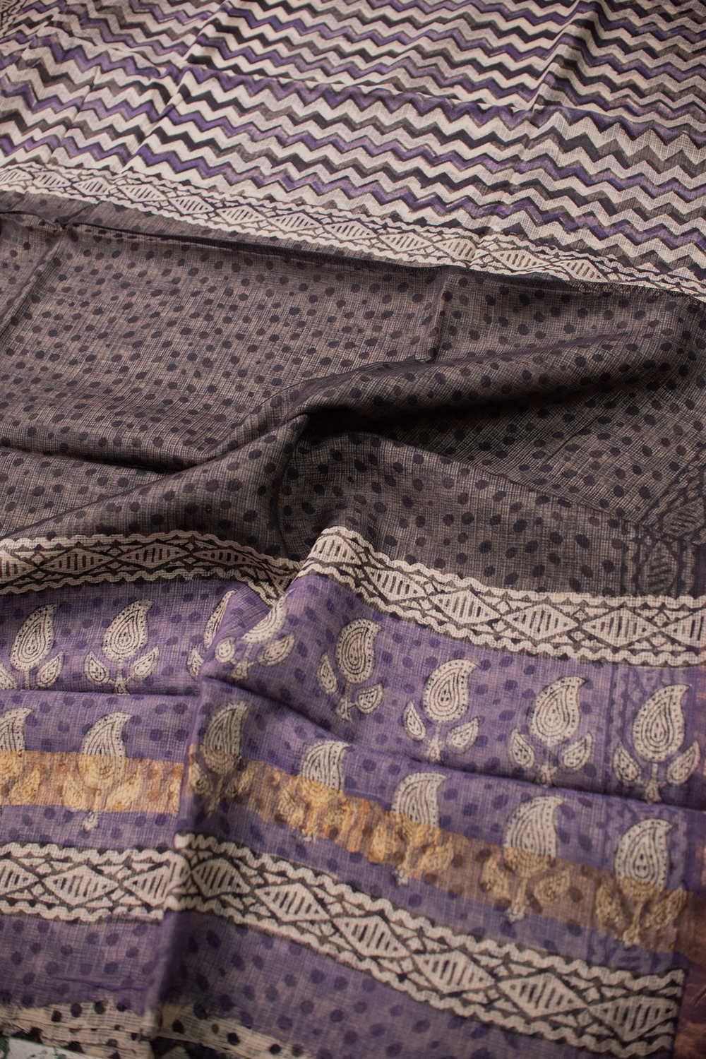 Mini Chevron Block Printed Kota Cotton saree - Image 3