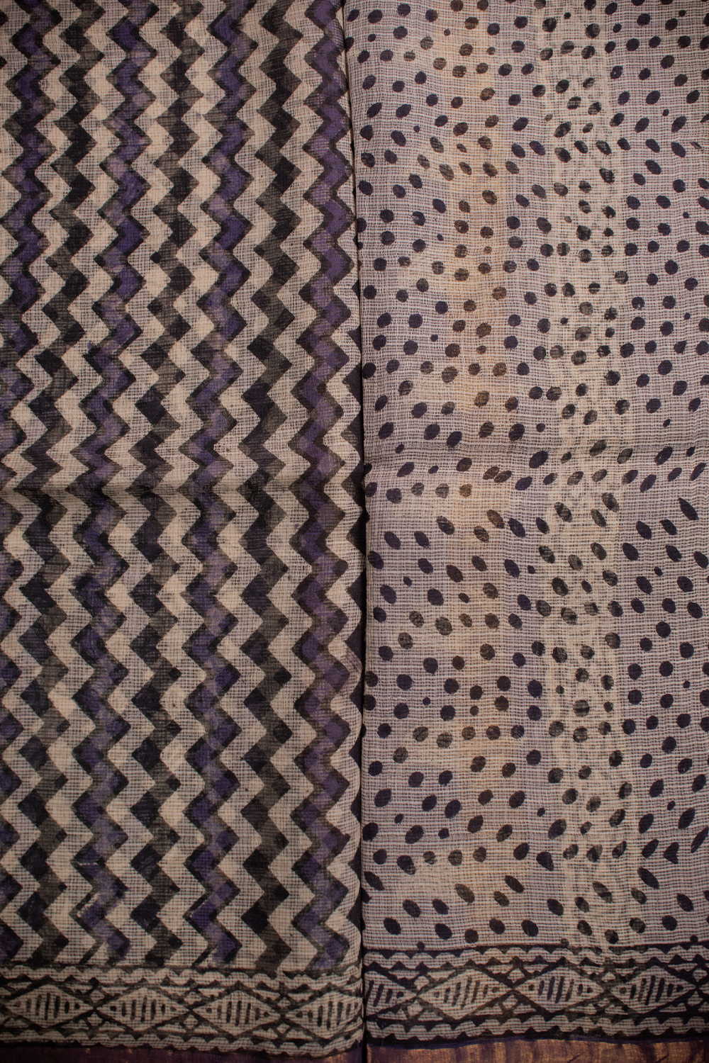 Mini Chevron Block Printed Kota Cotton saree - Image 4