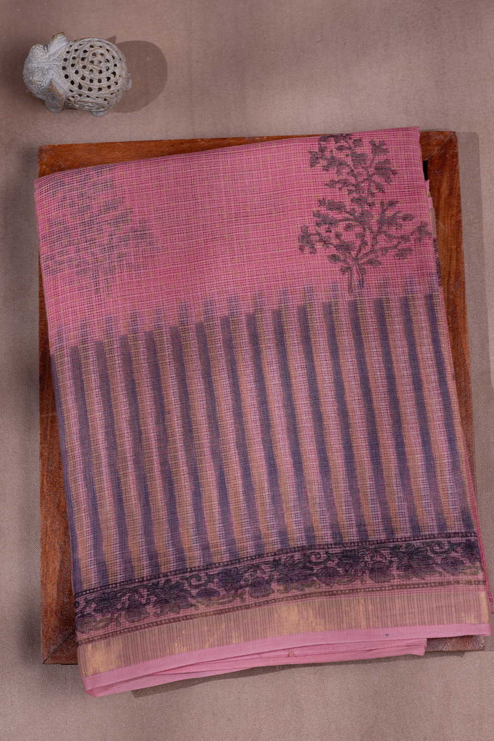 Shade of Pink Block Printed Kota Cotton saree