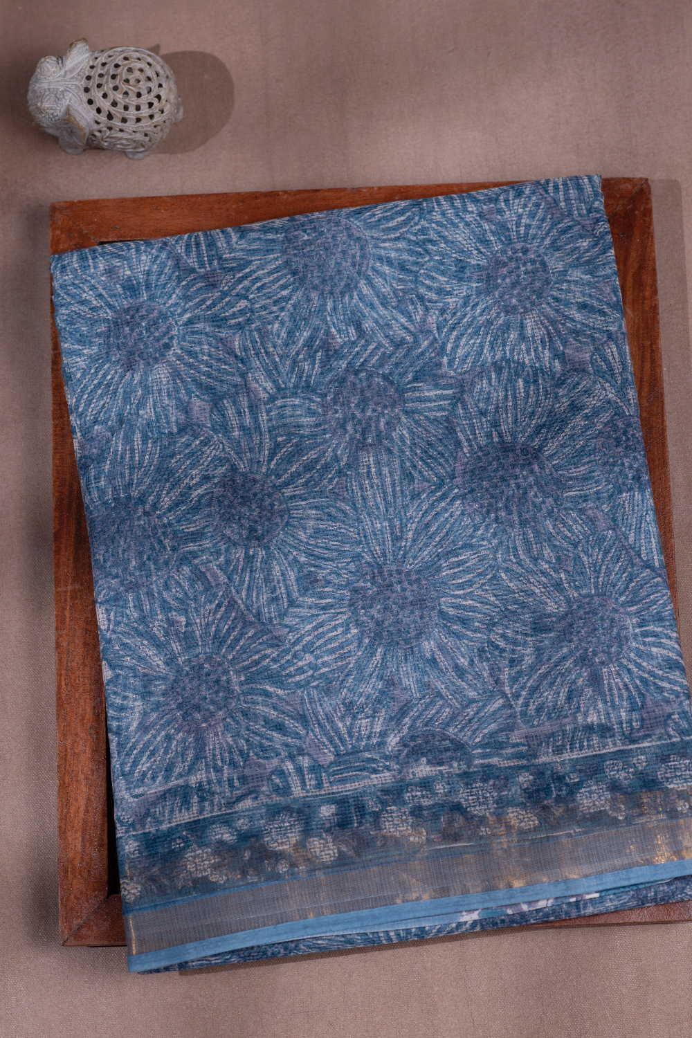 Blue Blossom Block Printed Kota Cotton saree