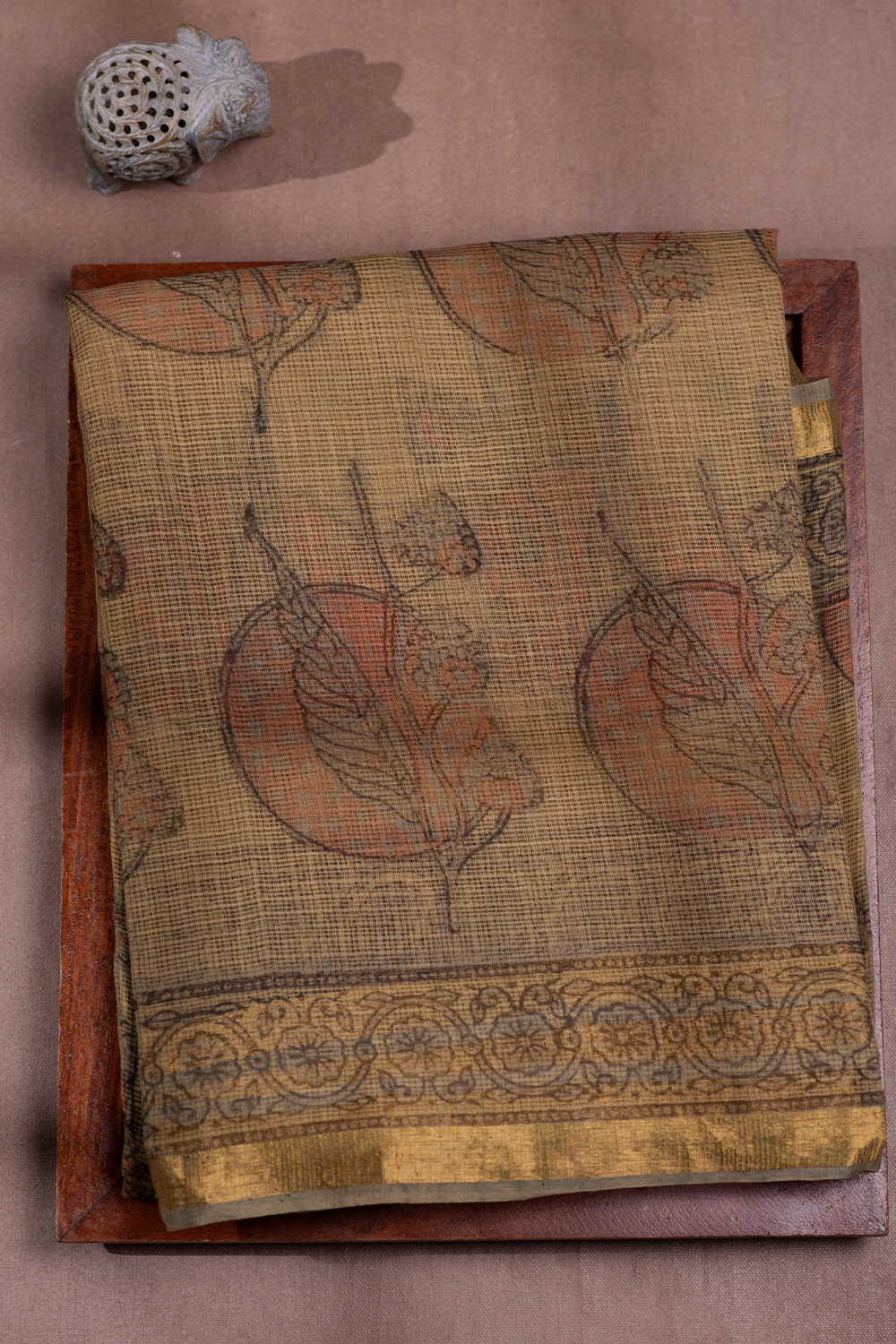 Shades of Dull Yellow Block Printed Kota Cotton saree