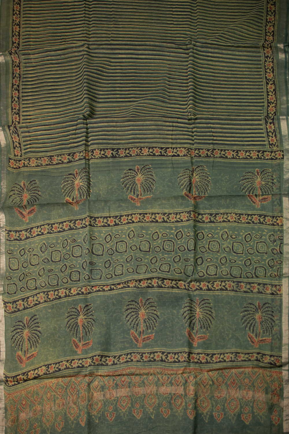 Stripe Design Block Printed Kota Cotton saree - Image 2