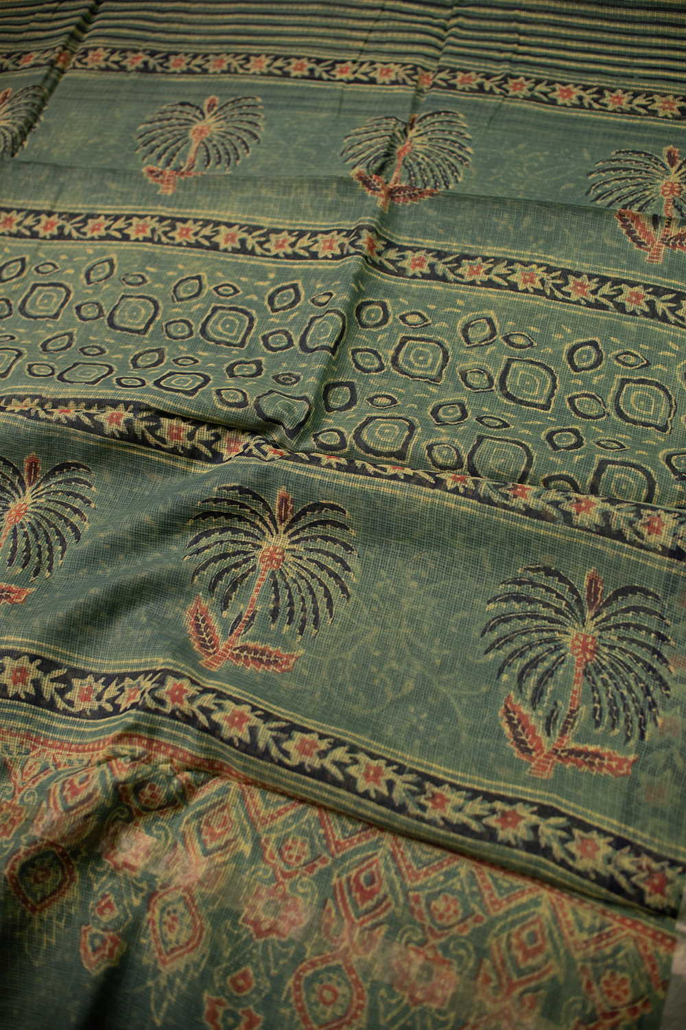 Stripe Design Block Printed Kota Cotton saree - Image 3