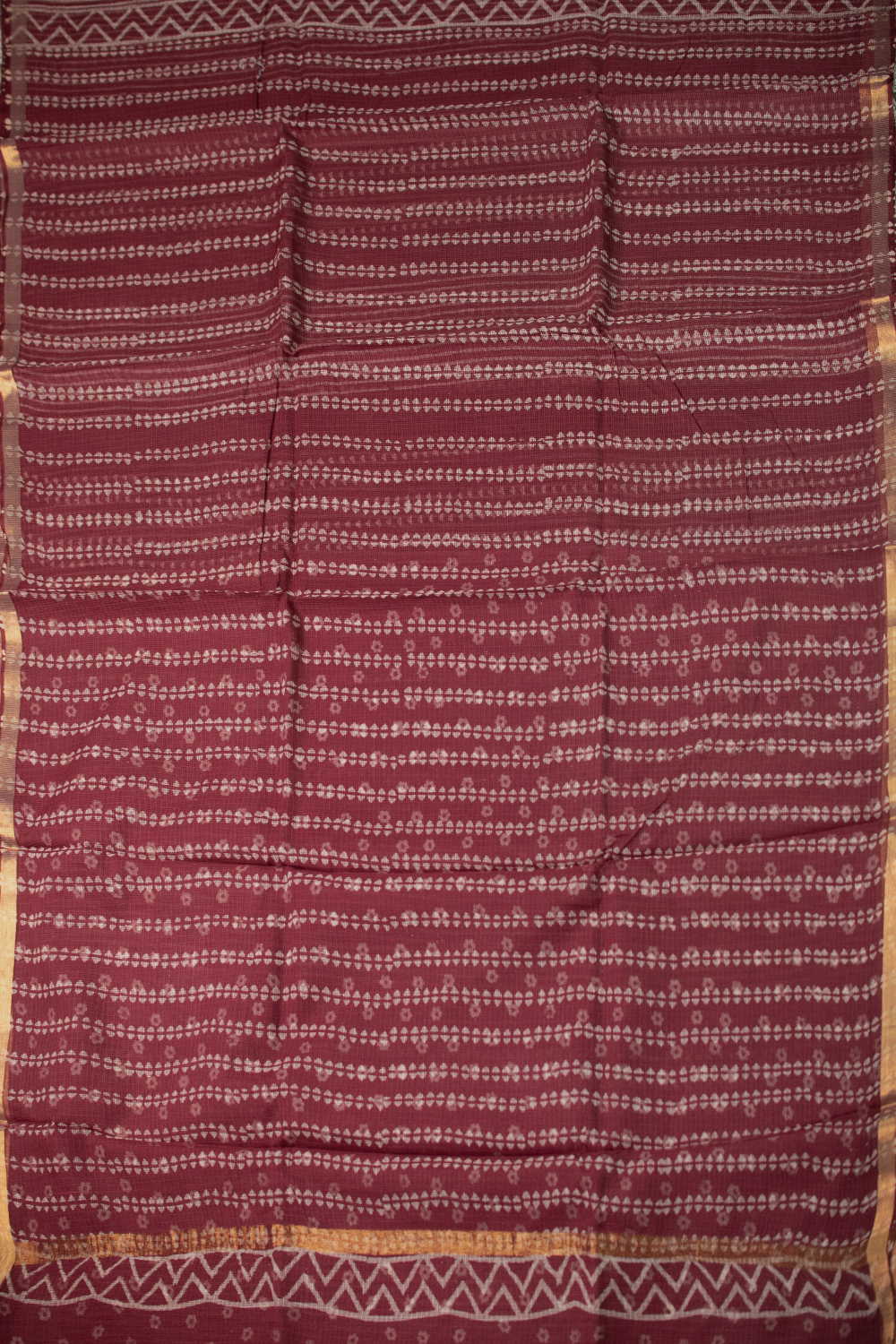 Maroon Block Printed Kota Cotton saree - Image 2