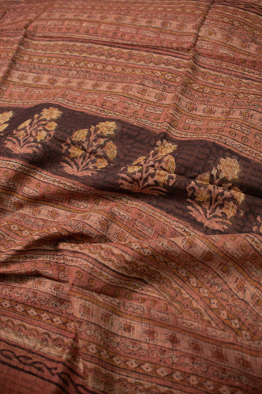 Floral Pattern Block Printed Kota Cotton saree - Image 3