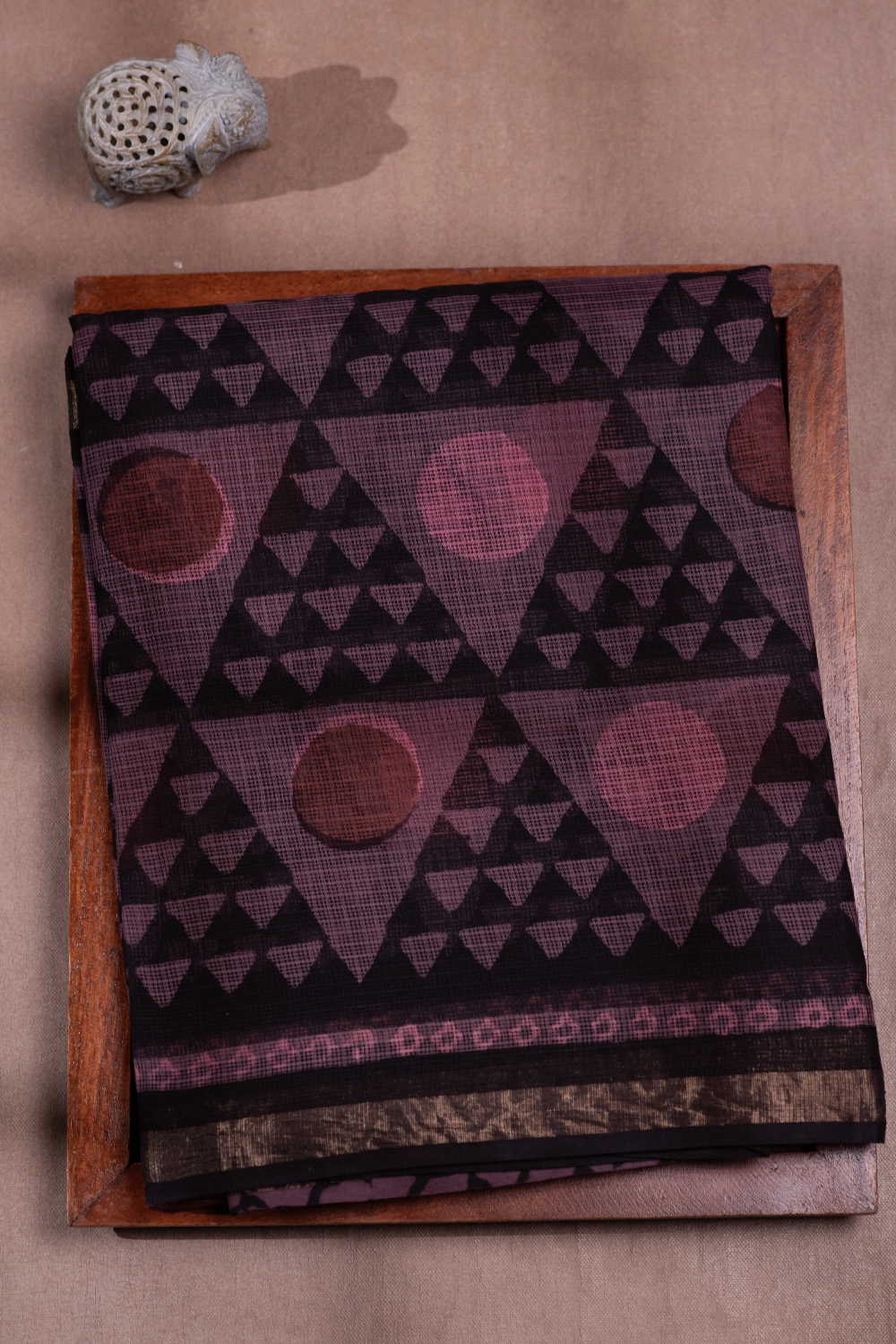 Patterned - Black Block Printed Kota Cotton saree