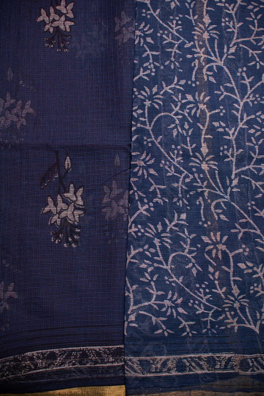 Indigo Block Printed Kota Cotton saree - Image 4