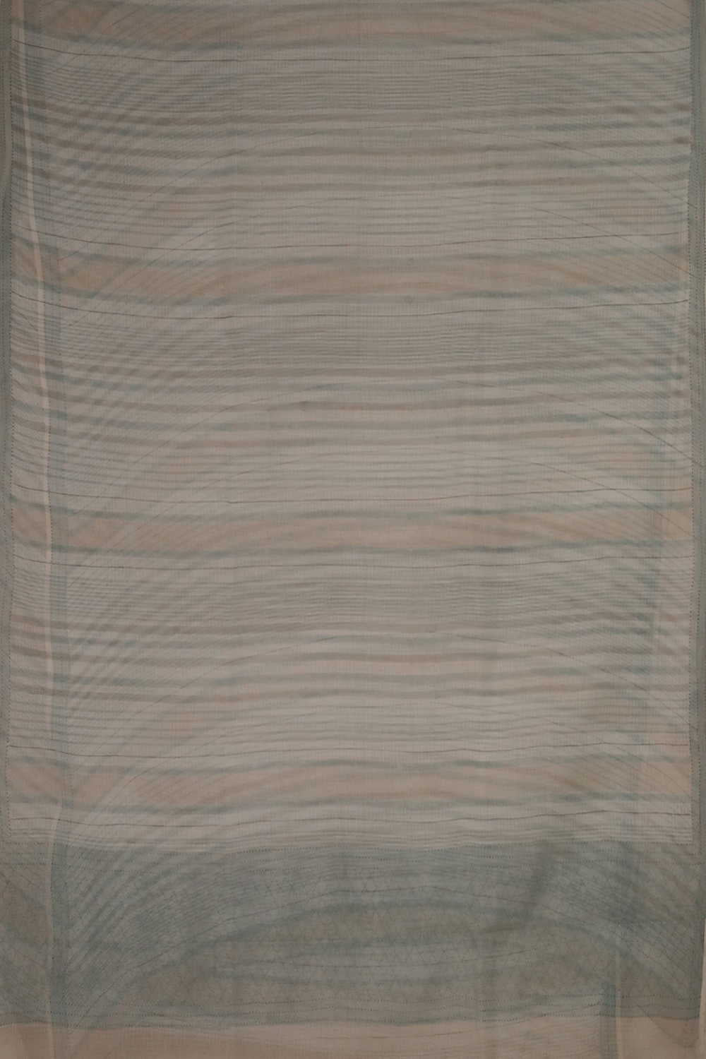 Cream with Stripe Block Printed Kota Cotton saree - Image 3