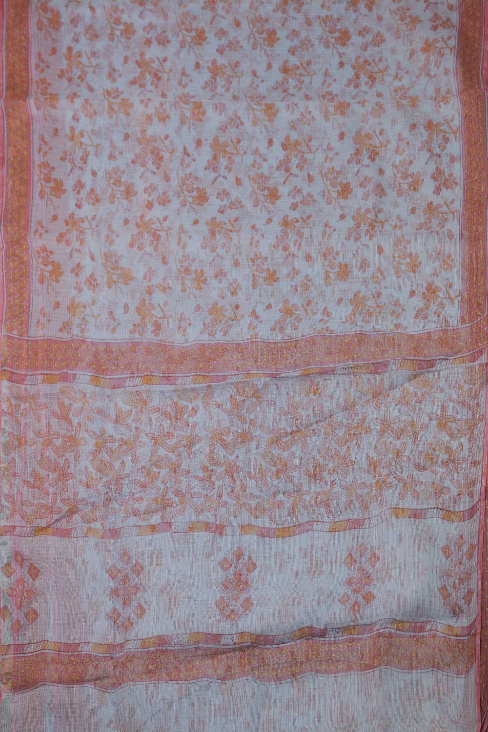 Floral Block Printed Kota Cotton saree - Image 2