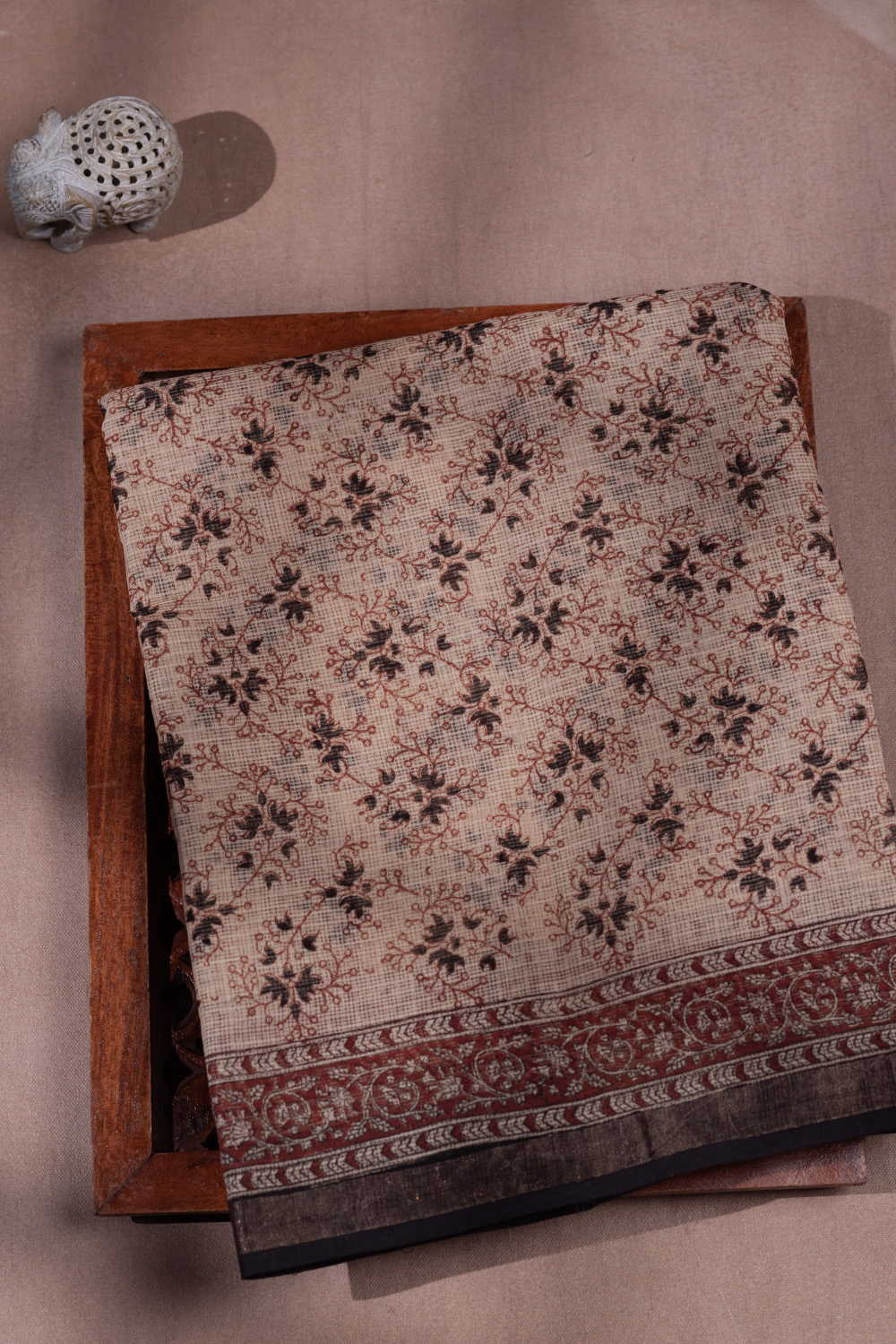 Block Printed Kota Cotton saree Half & Half