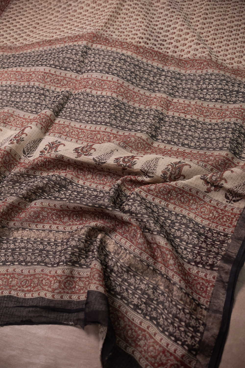 Block Printed Kota Cotton saree Half & Half - Image 3