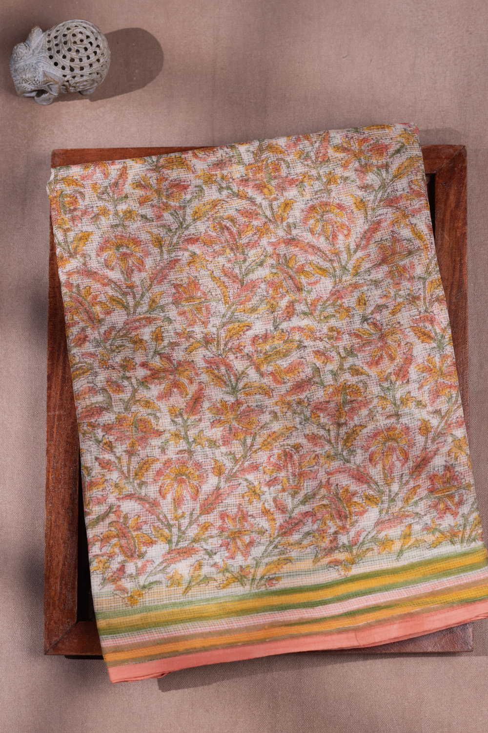 Colored Floral Block Printed Kota Cotton saree