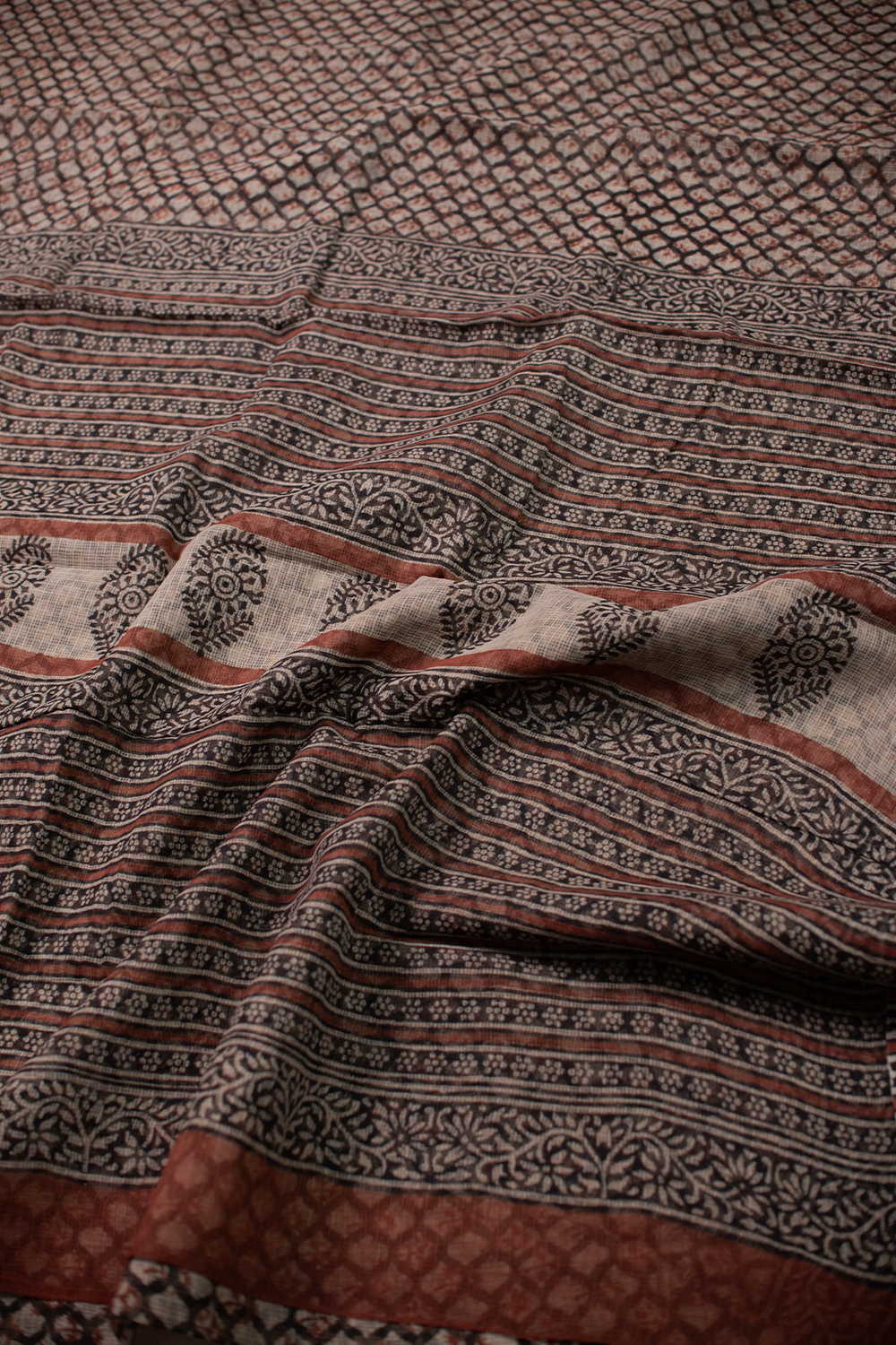 Mosaic Design Block Printed Kota Cotton saree - Image 3