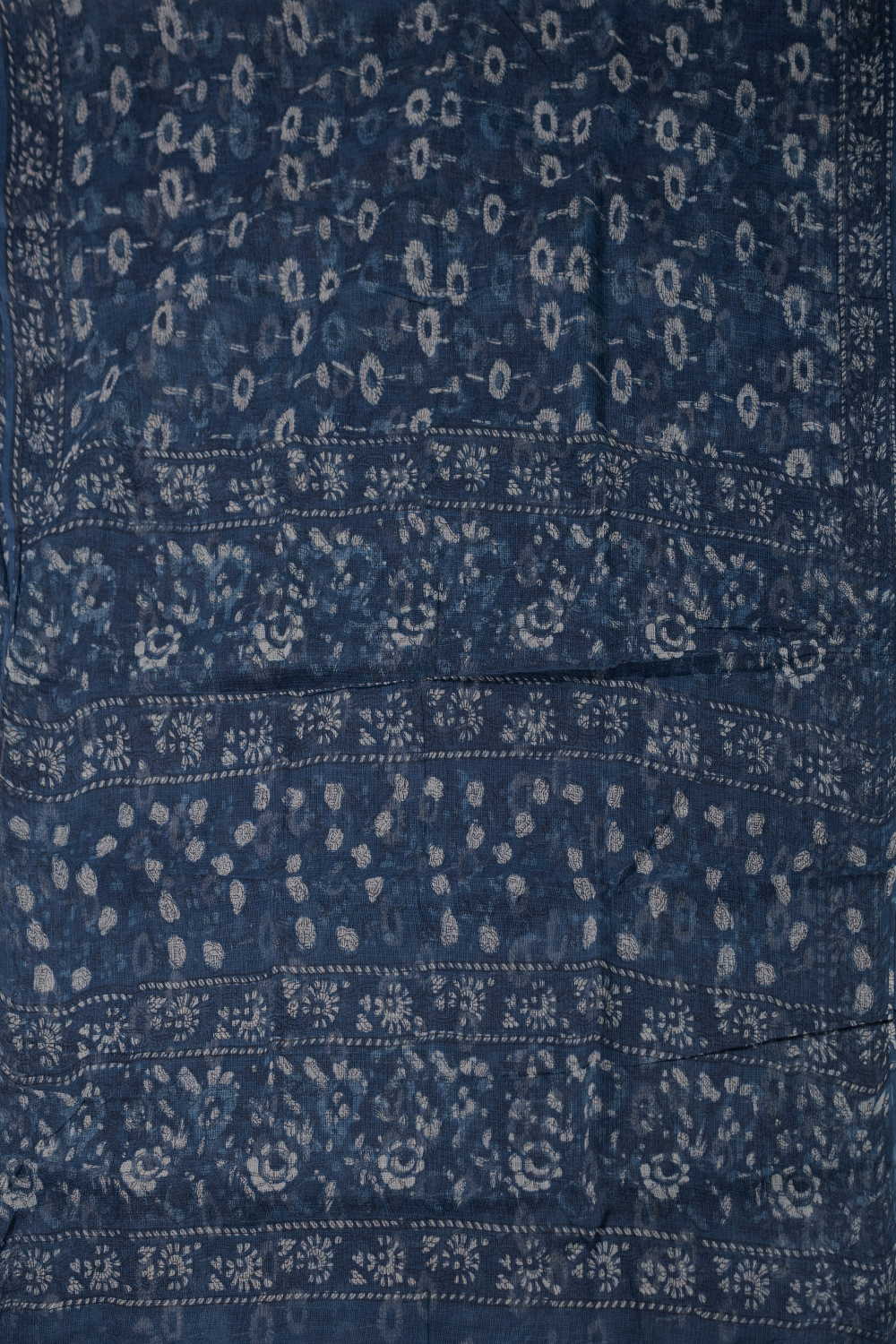 Dull Indigo Block Printed Kota Cotton saree - Image 2