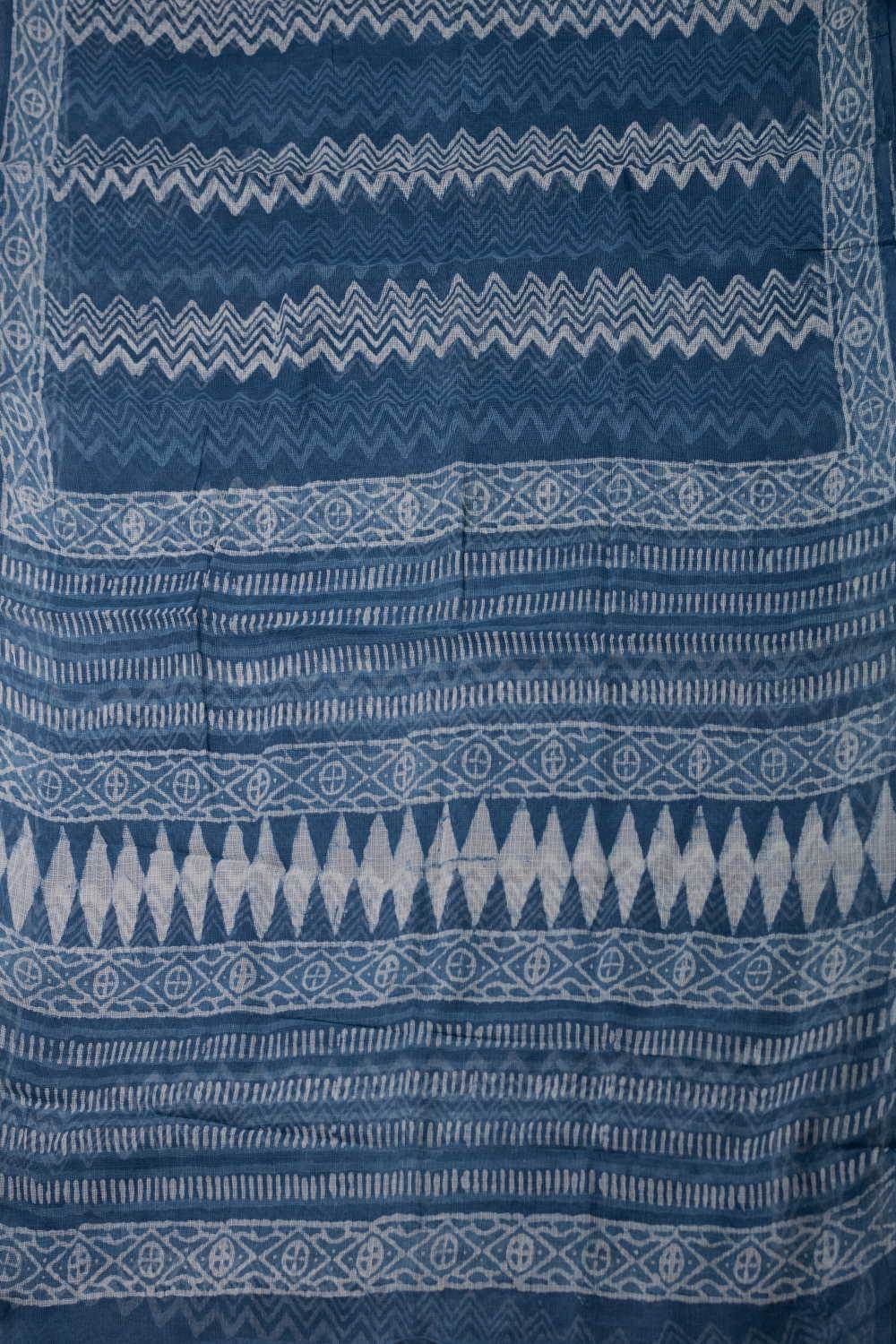 Light Indigo Block Printed Kota Cotton saree - Image 2