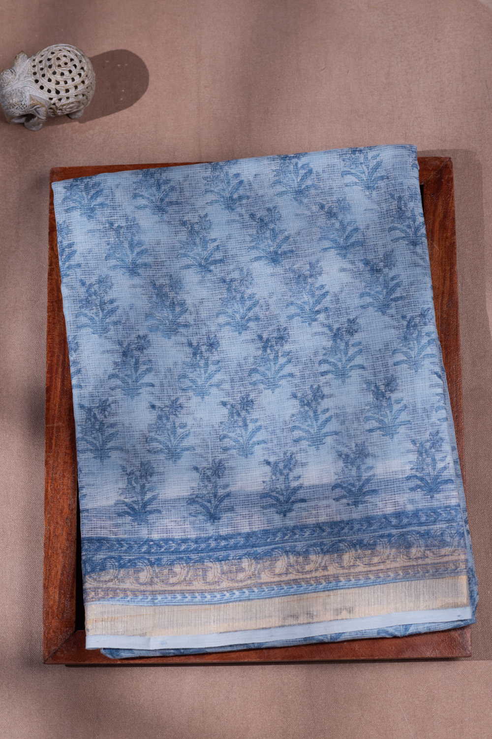 Ruddy Bule Block Printed Kota Cotton saree