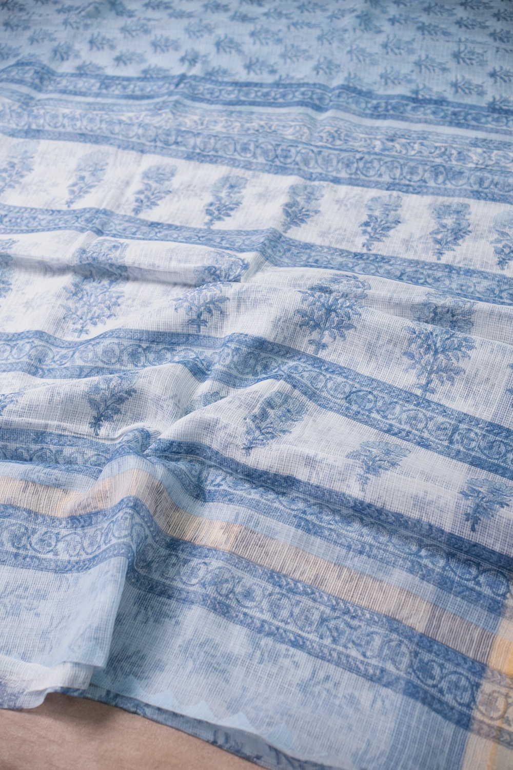 Ruddy Bule Block Printed Kota Cotton saree - Image 3