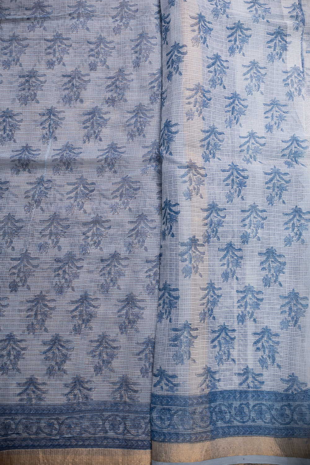 Ruddy Bule Block Printed Kota Cotton saree - Image 4
