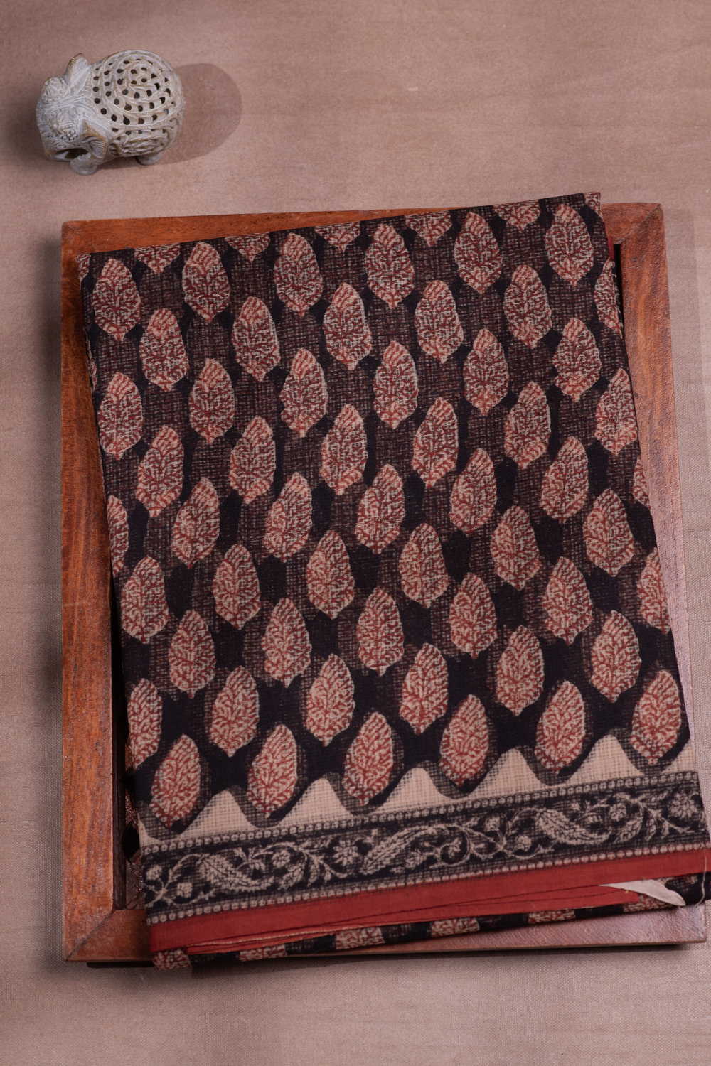 Black - Block Printed Kota Cotton saree