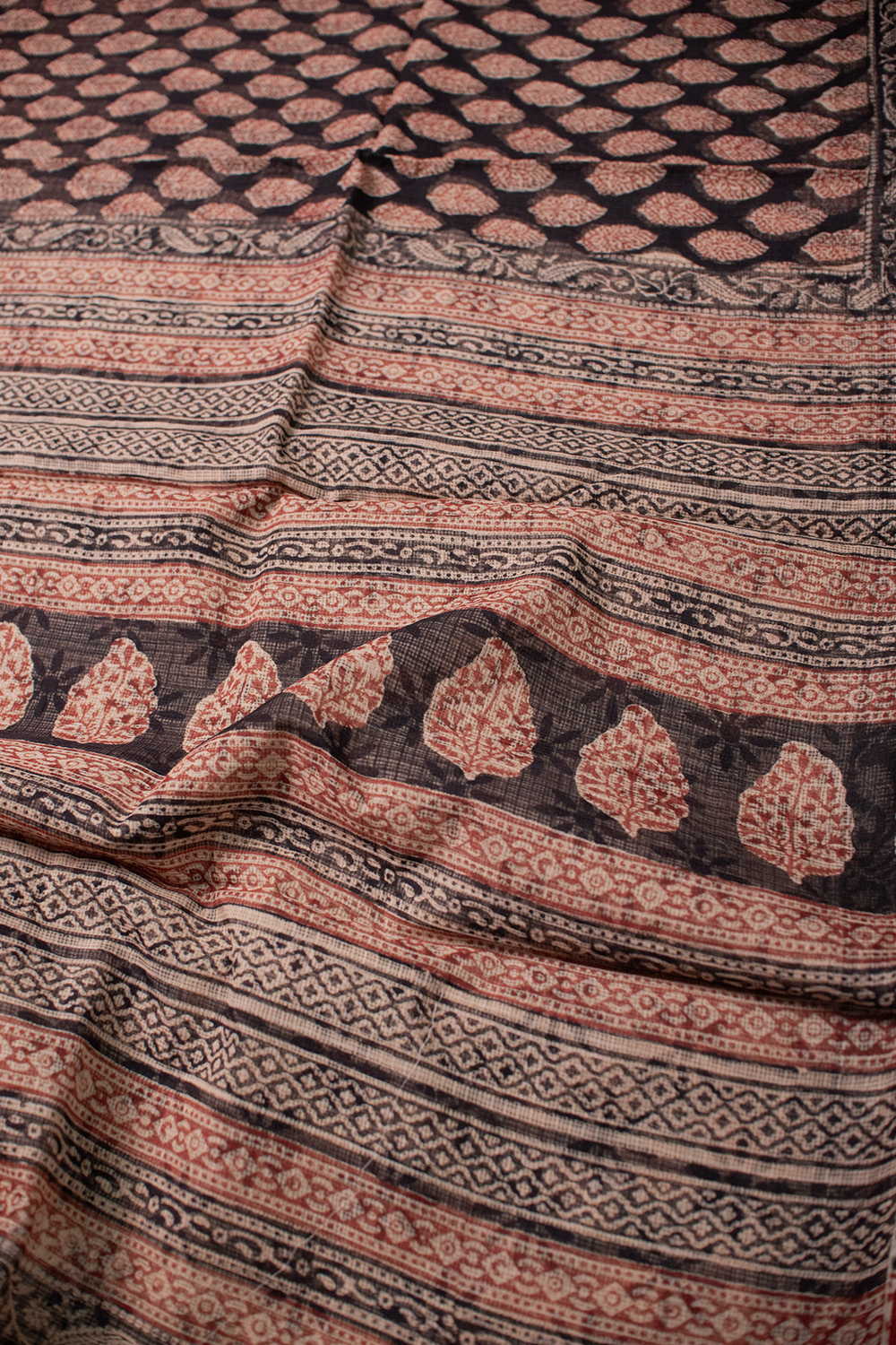 Black - Block Printed Kota Cotton saree - Image 3
