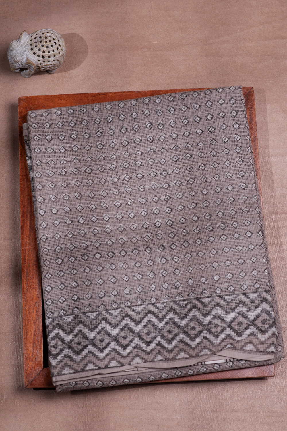 Tiny Motifs on Grey Block Printed Kota Cotton saree