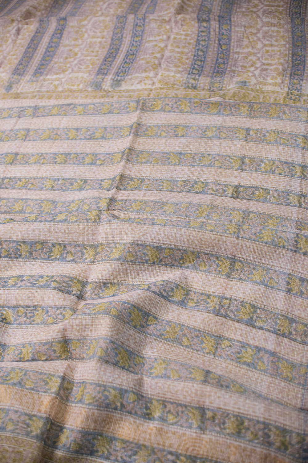 Patterned - Cream Block Printed Kota Cotton saree - Image 3