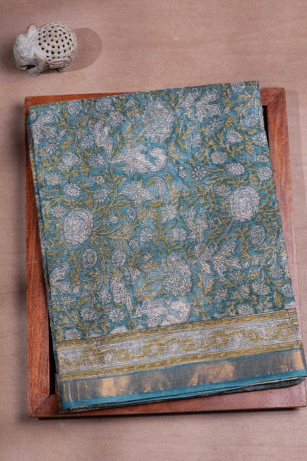 Blossom - Green Block Printed Kota Cotton saree