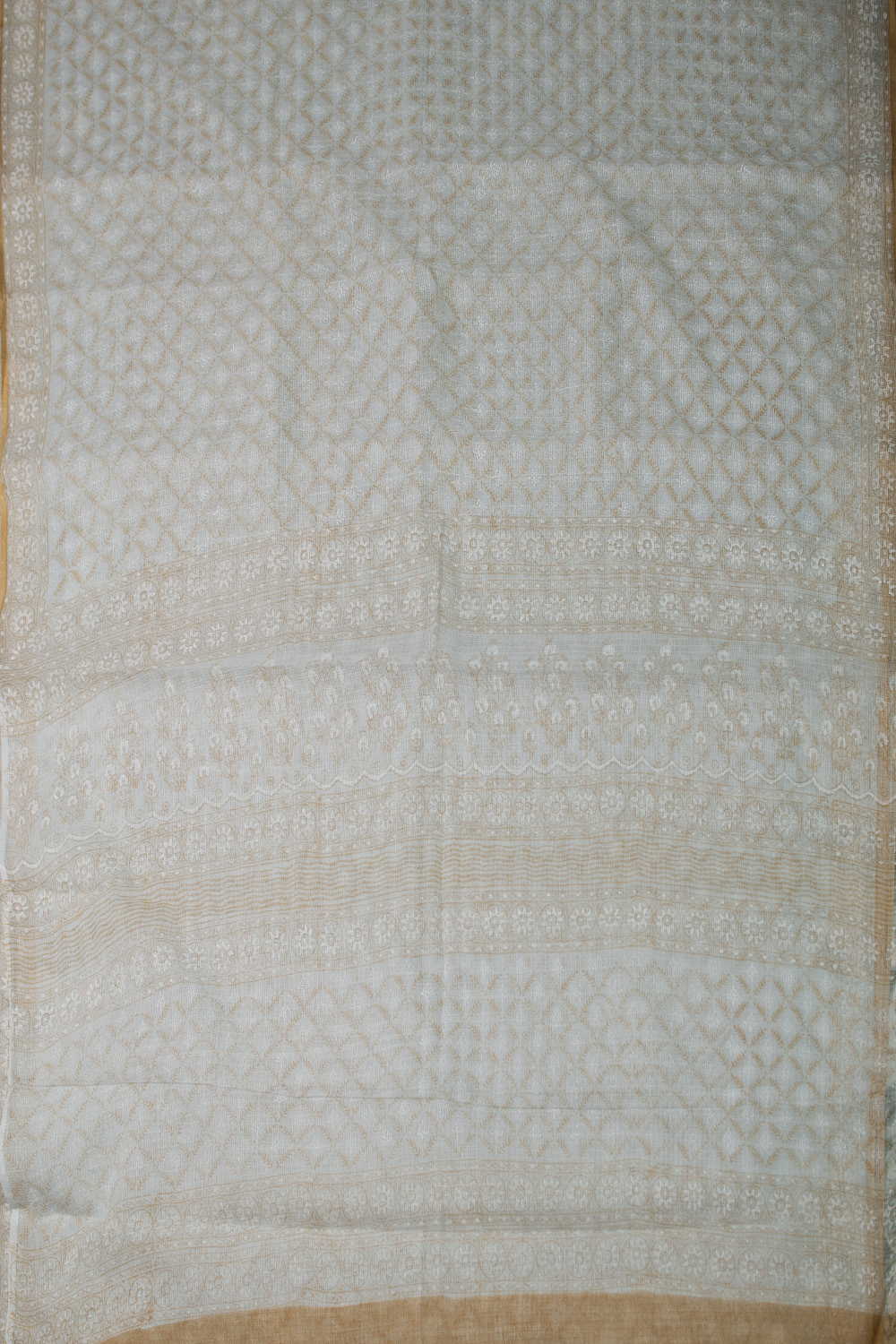 Dull cream with mustard Kadi print Kota Saree - Image 2