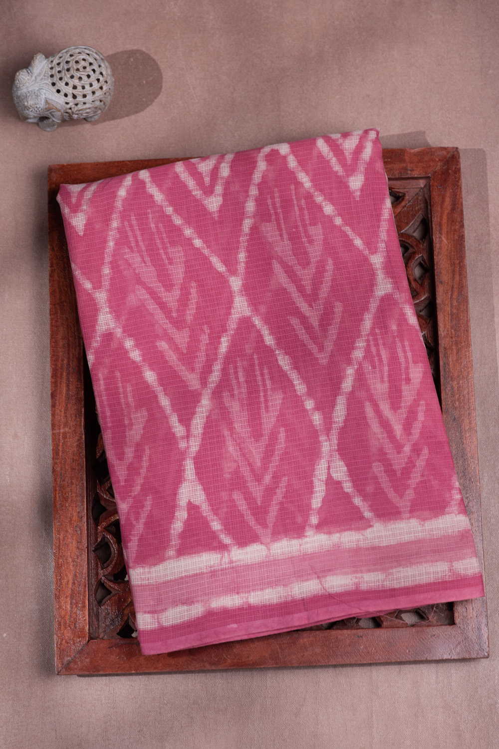 Pink - Block Printed Kota Cotton saree
