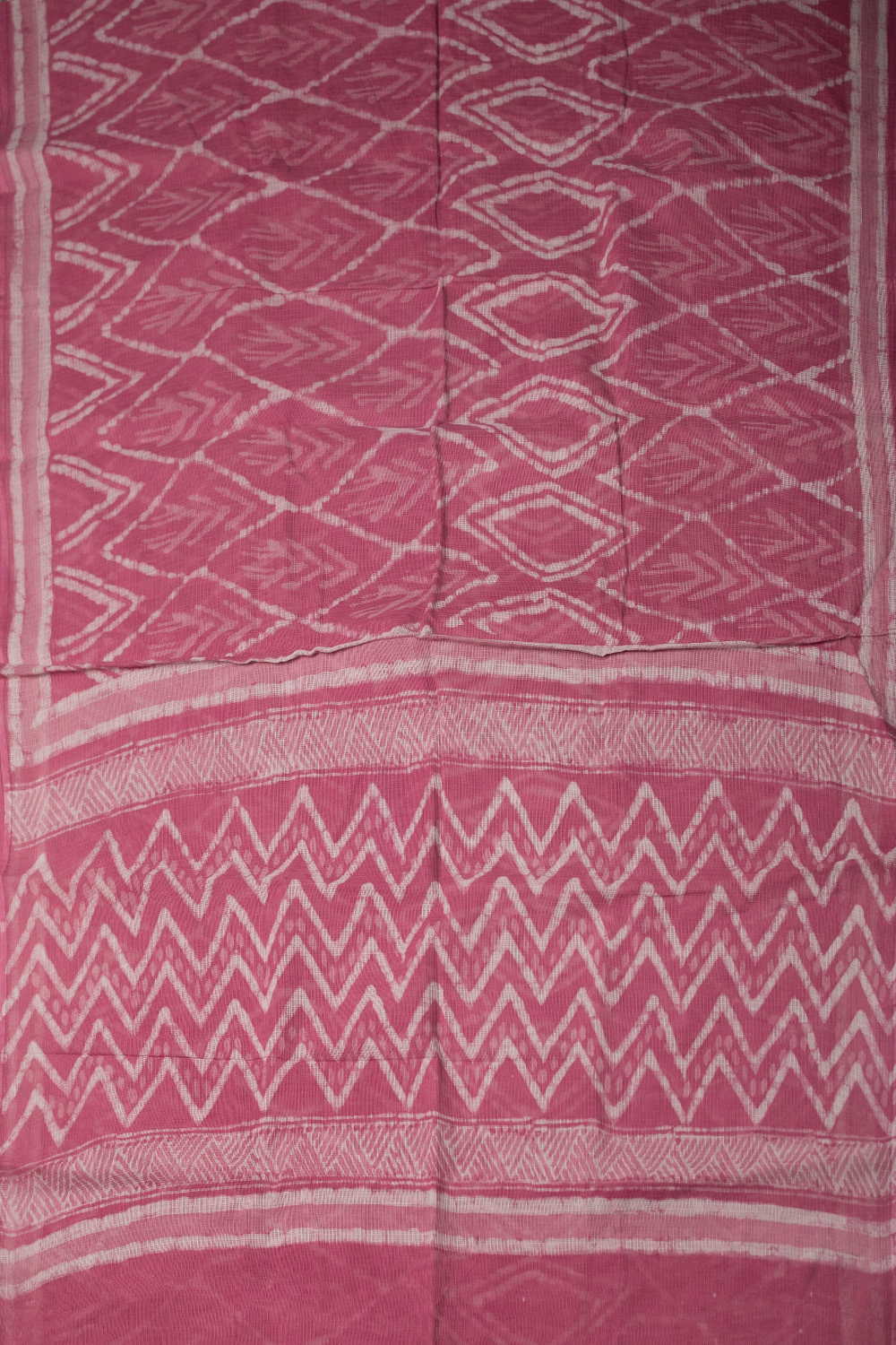 Pink - Block Printed Kota Cotton saree - Image 2
