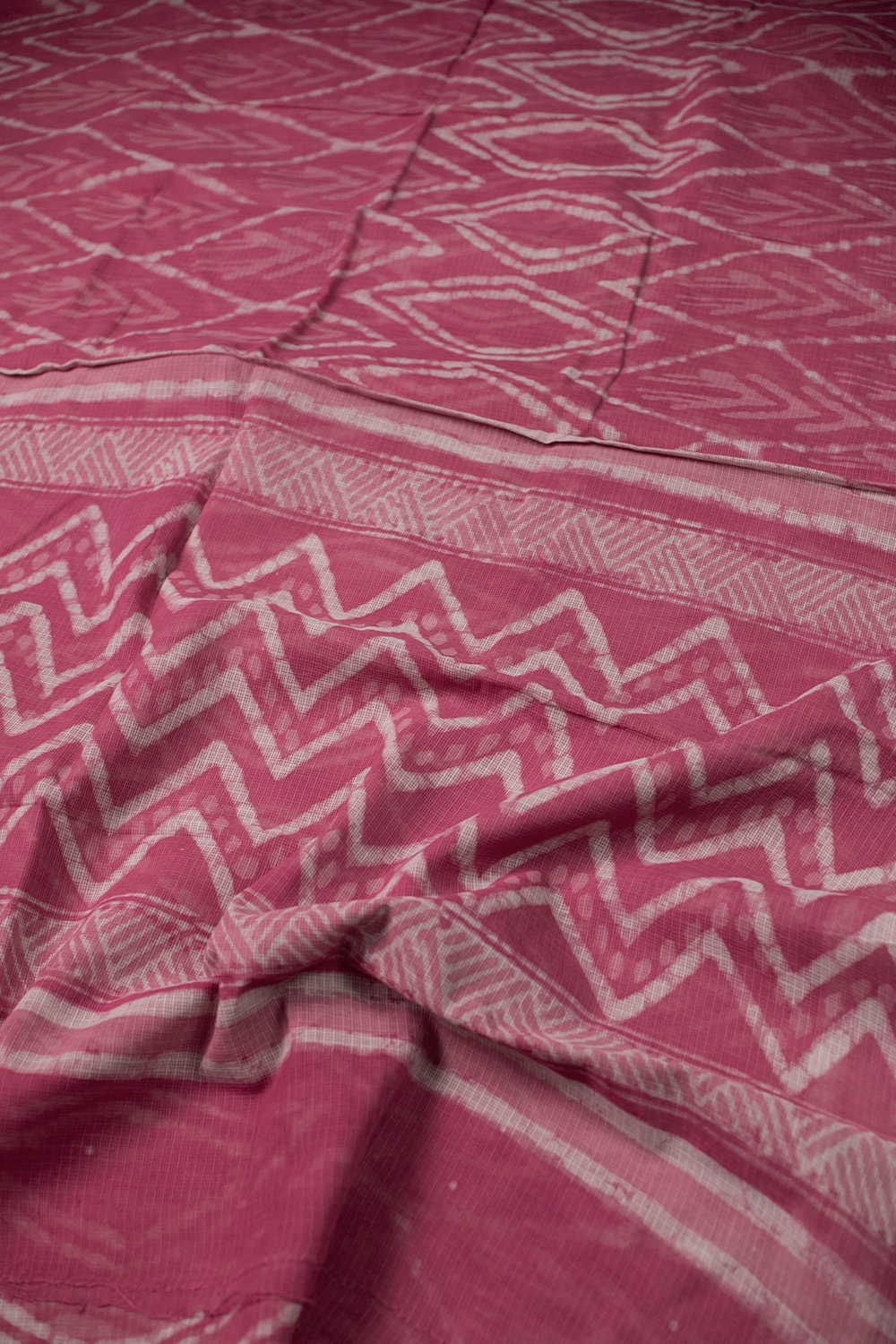 Pink - Block Printed Kota Cotton saree - Image 3
