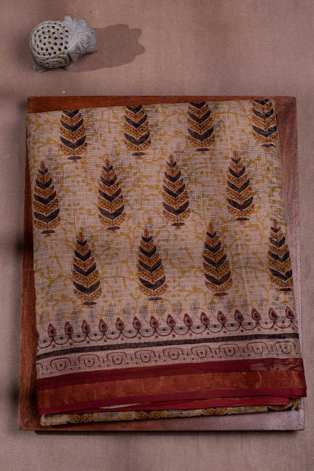 Leaf Butta Block Printed Kota Cotton saree