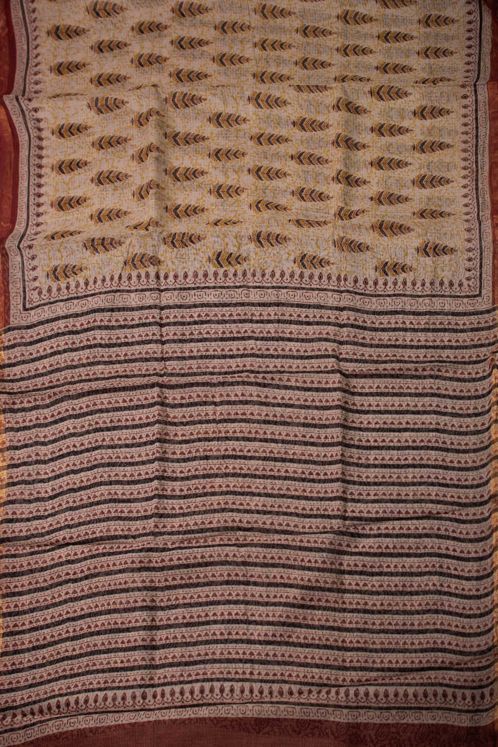 Leaf Butta Block Printed Kota Cotton saree - Image 2