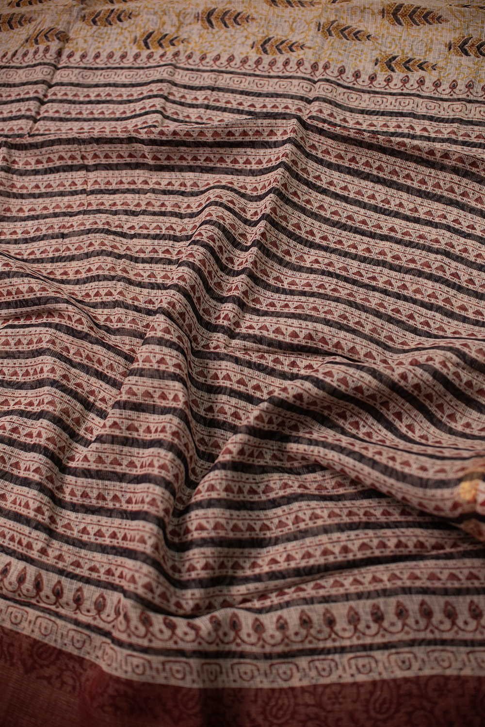 Leaf Butta Block Printed Kota Cotton saree - Image 3