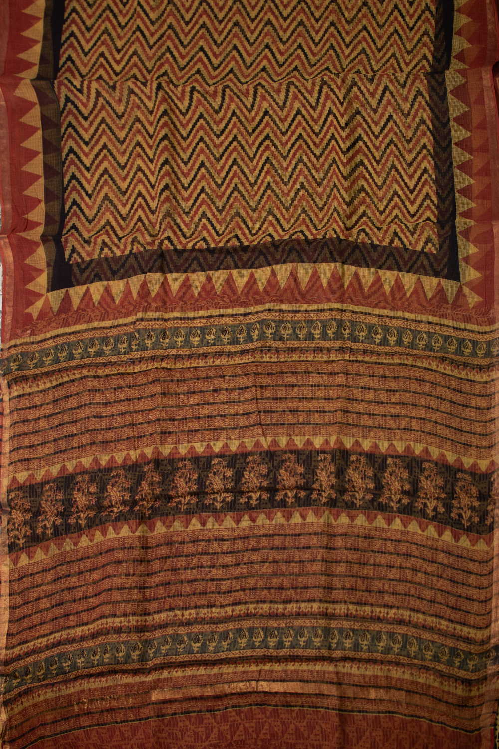 Chevron Pattern Block Printed Kota Cotton saree - Image 2