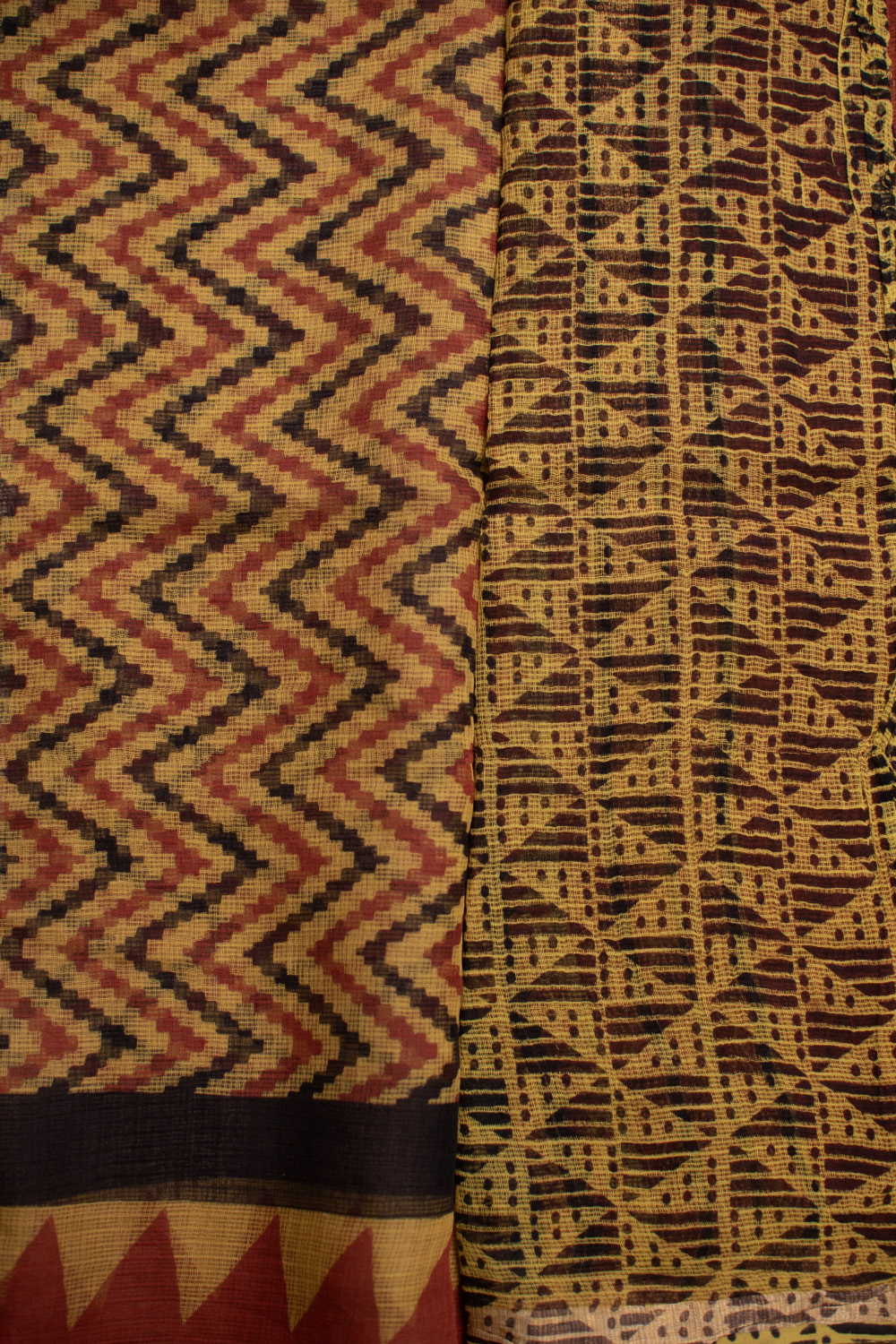 Chevron Pattern Block Printed Kota Cotton saree - Image 4