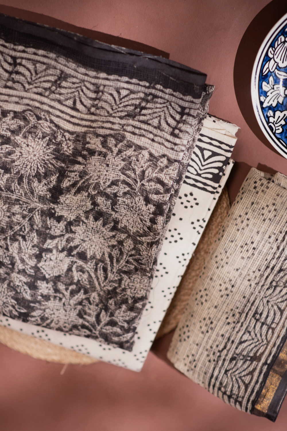 Black Blossom Block Printed Kota Cotton Suit