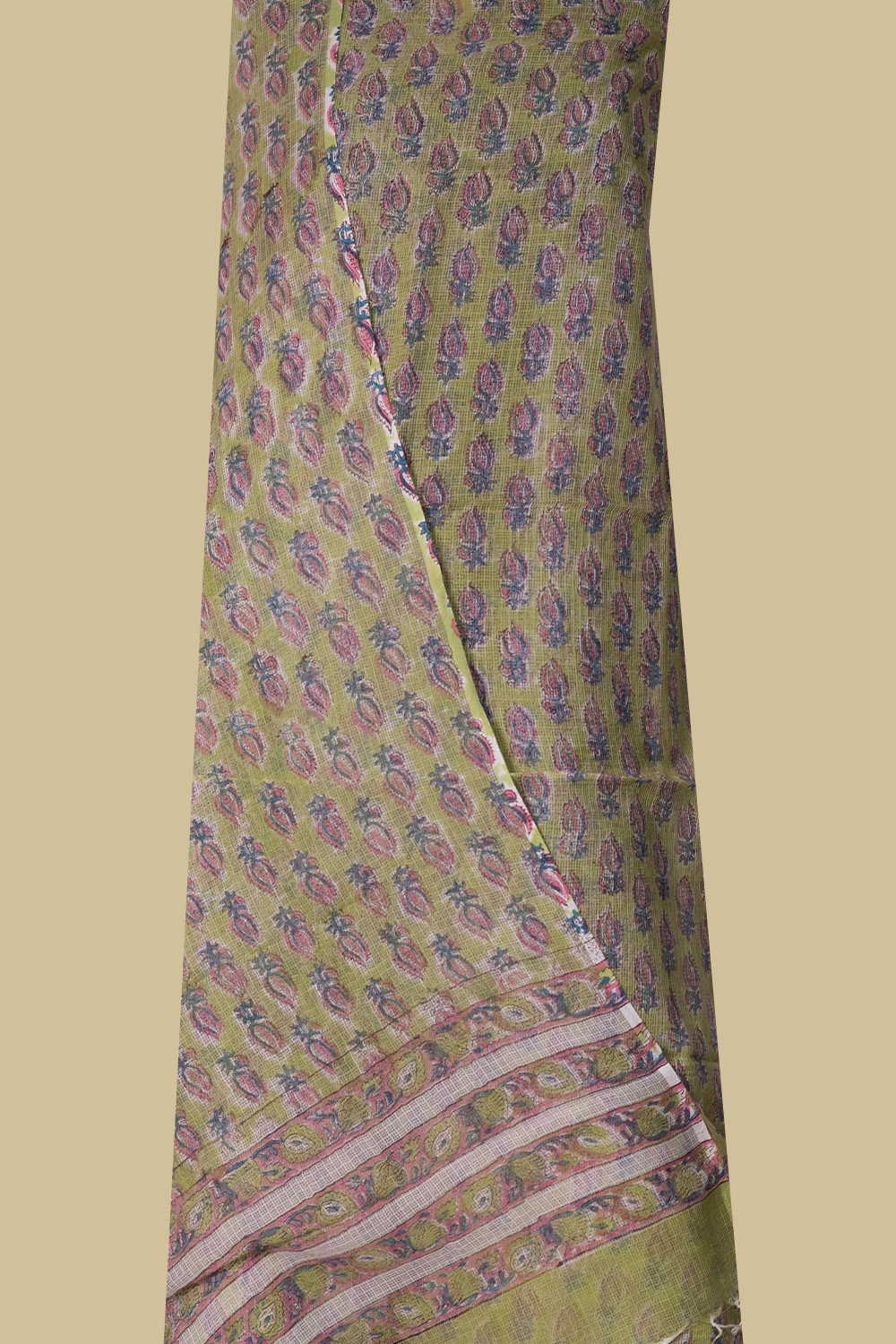 Motifs on Green Block Printed Kota Cotton Suit