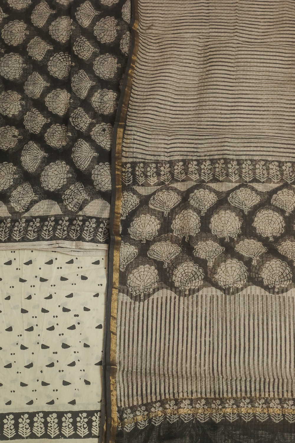 Buttas on Black Block Printed Kota Cotton Suit - Image 3