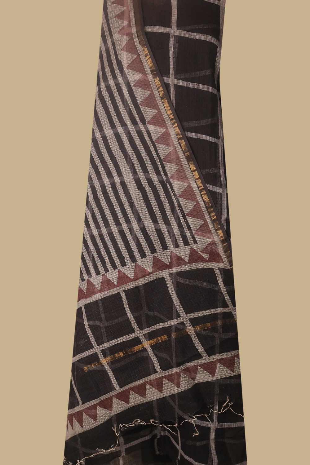 Black - Block Printed Kota Cotton Suit - Image 2