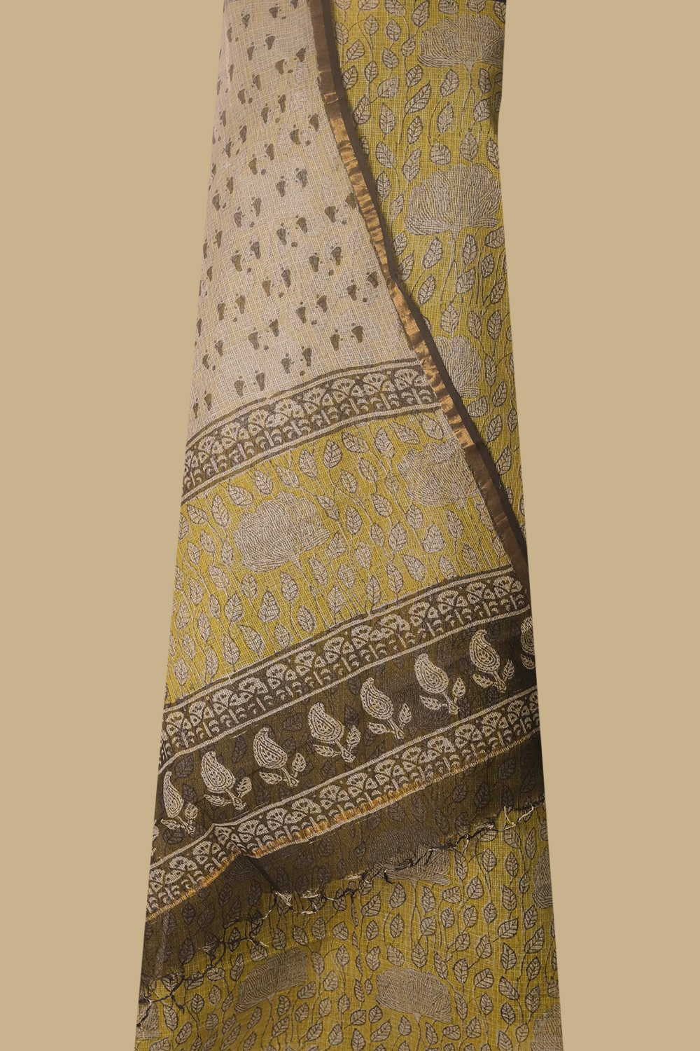 Yellow Leafy - Block Printed Kota Cotton Suit - Image 2