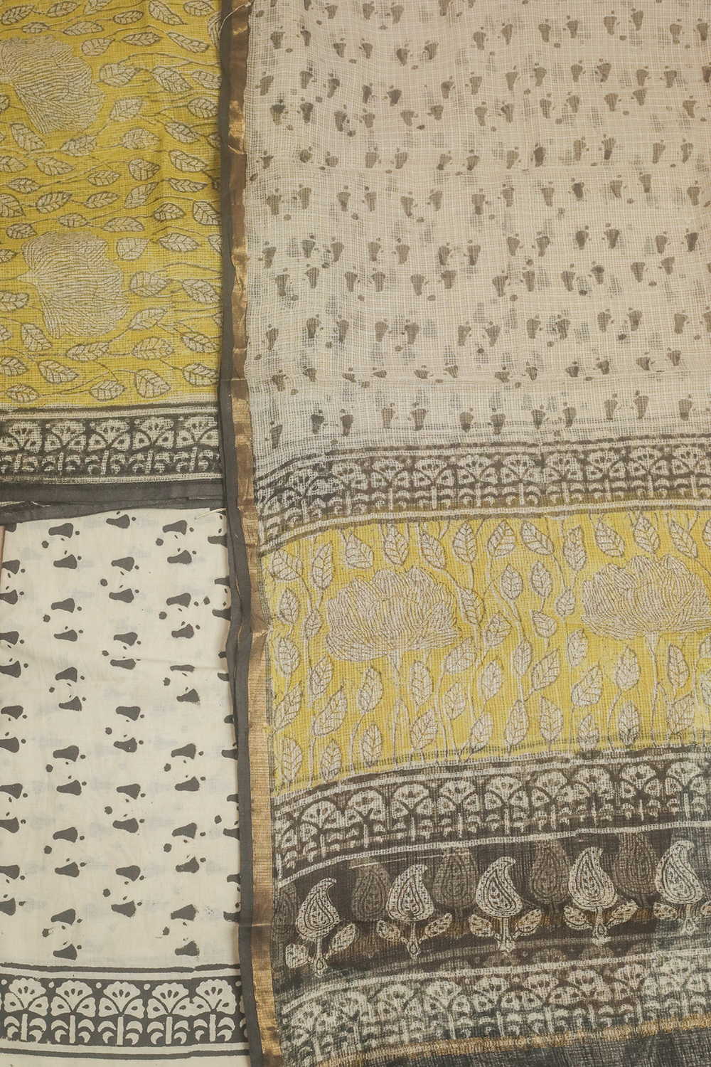 Yellow Leafy - Block Printed Kota Cotton Suit - Image 3