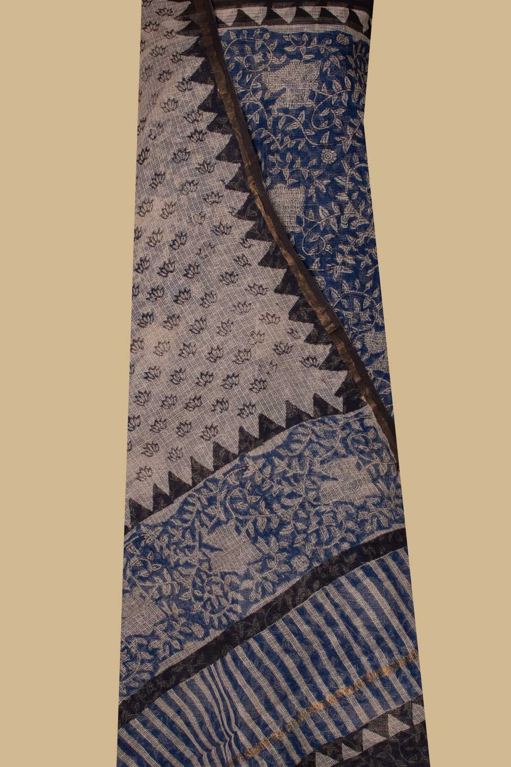 Bloom on Blue Block Printed Kota Cotton Suit