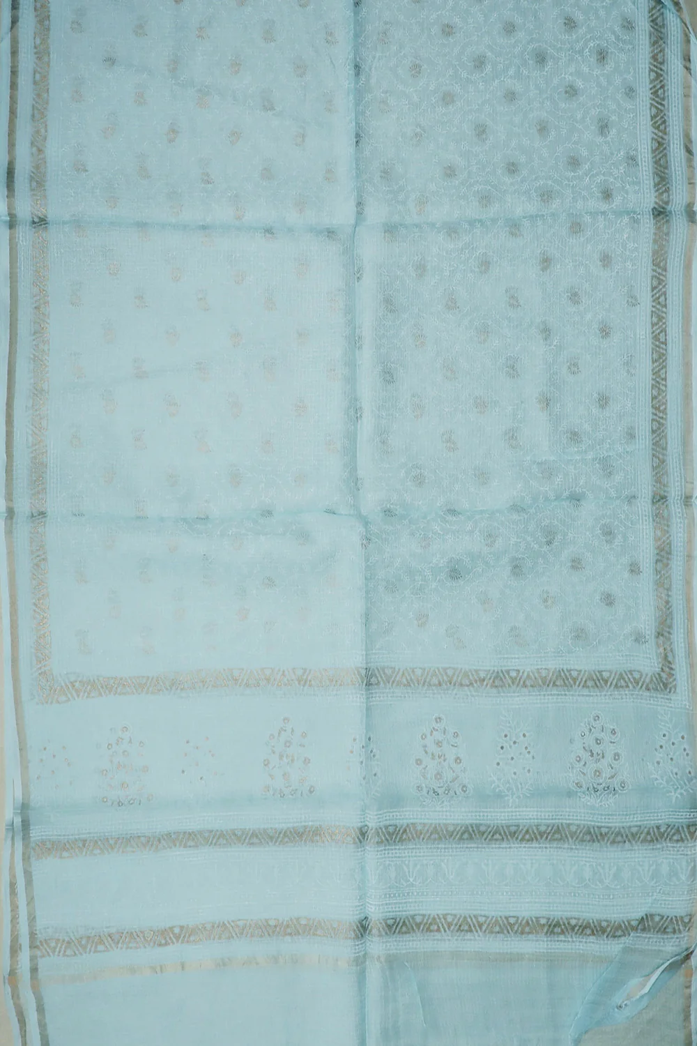 Leafy Floral Block Printed Kota Silk Dupatta - Image 2