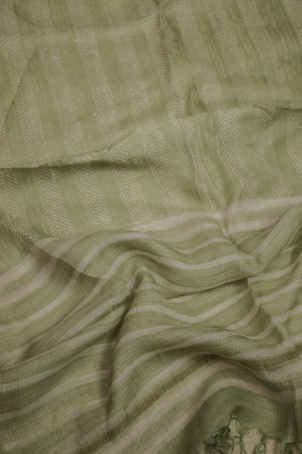 Light Green Block Printed Kota Silk Dupatta - Image 2