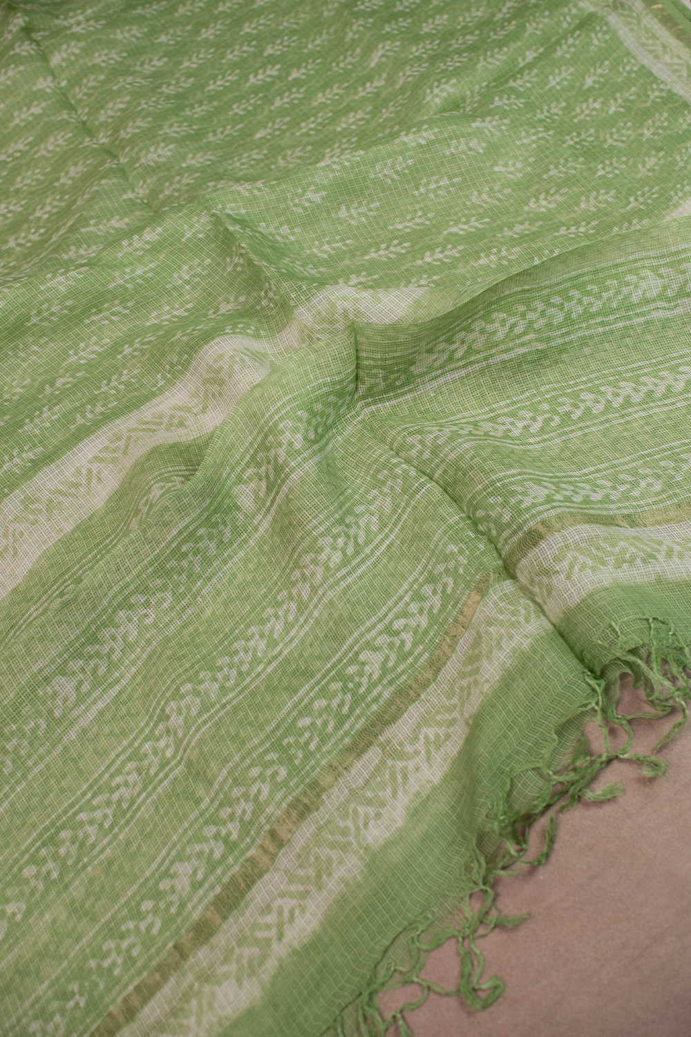 Green Block Printed Kota Silk Dupatta - Image 2