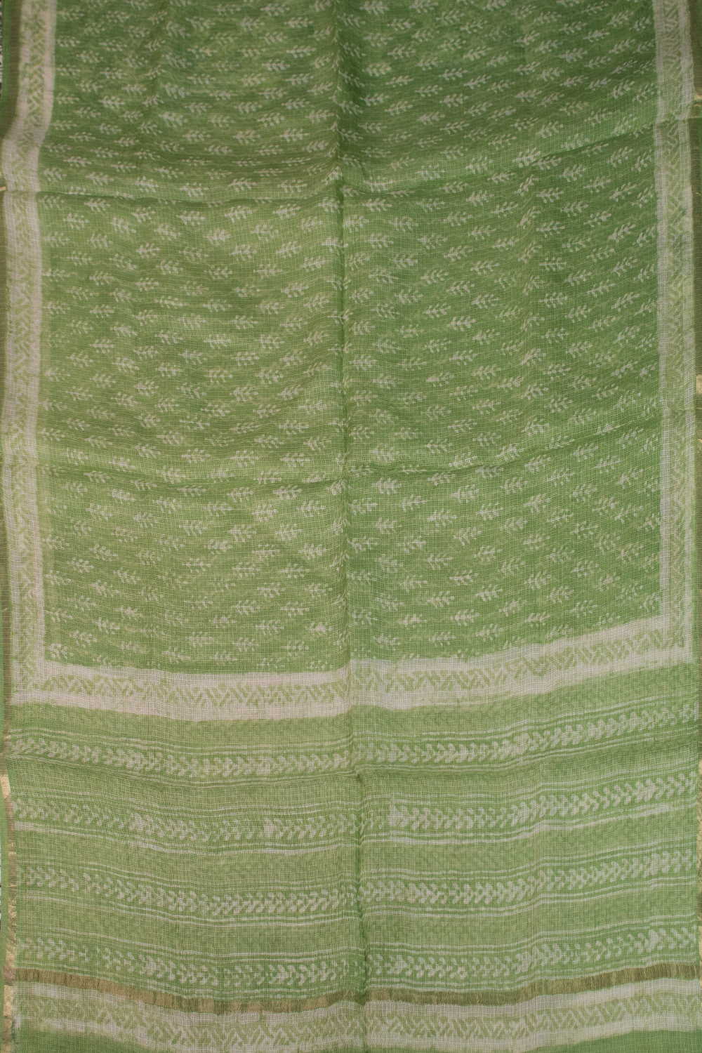 Green Block Printed Kota Silk Dupatta - Image 3