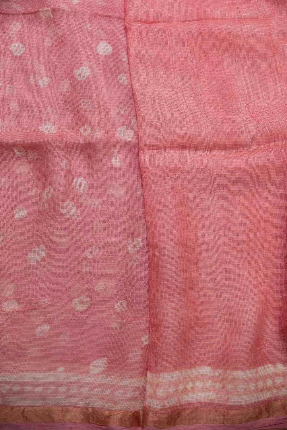 Taffy Pink Block Printed Kota Silk saree - Image 4