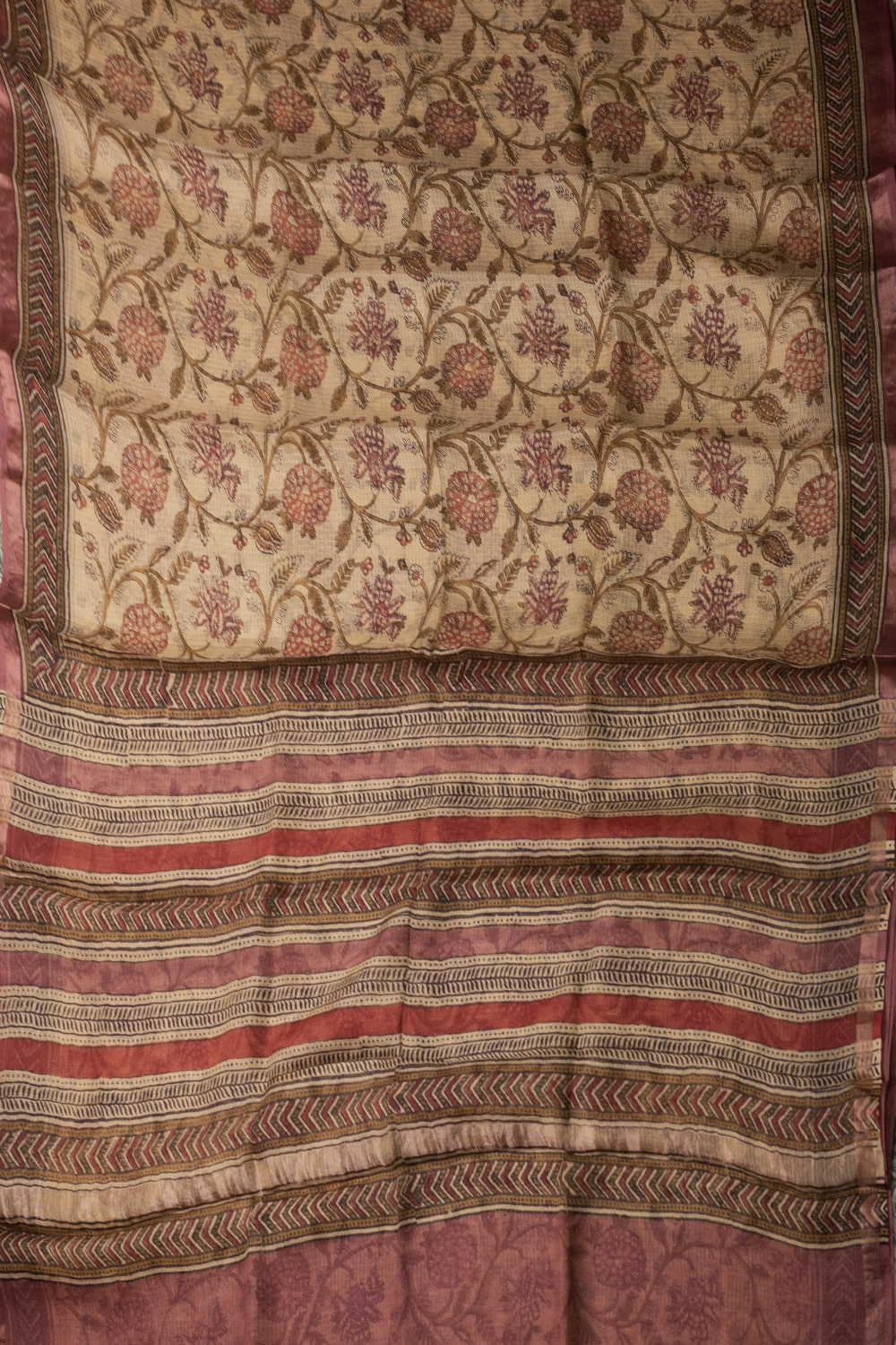 Floral Designs Block Printed Kota Silk saree - Image 2